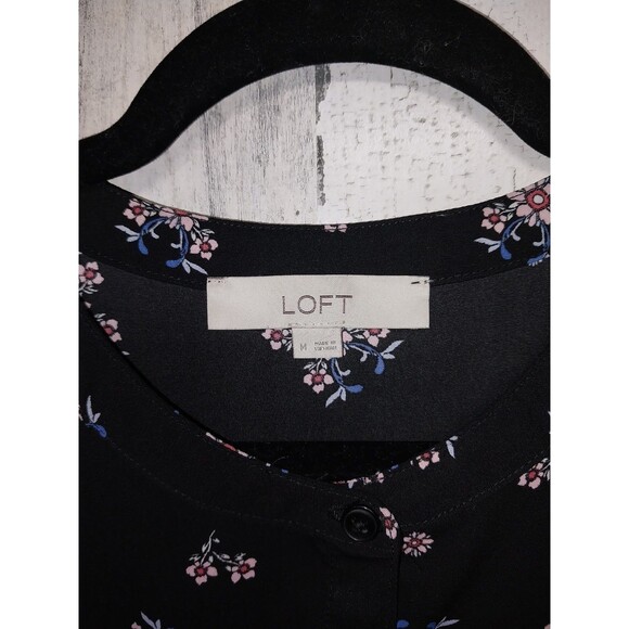 Loft Size Medium Black Floral Women's Sleeveless Beautiful Tank Top Blouse - Picture 4 of 7